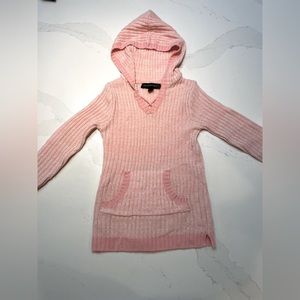 Pink knitted kids sweatshirt and hood